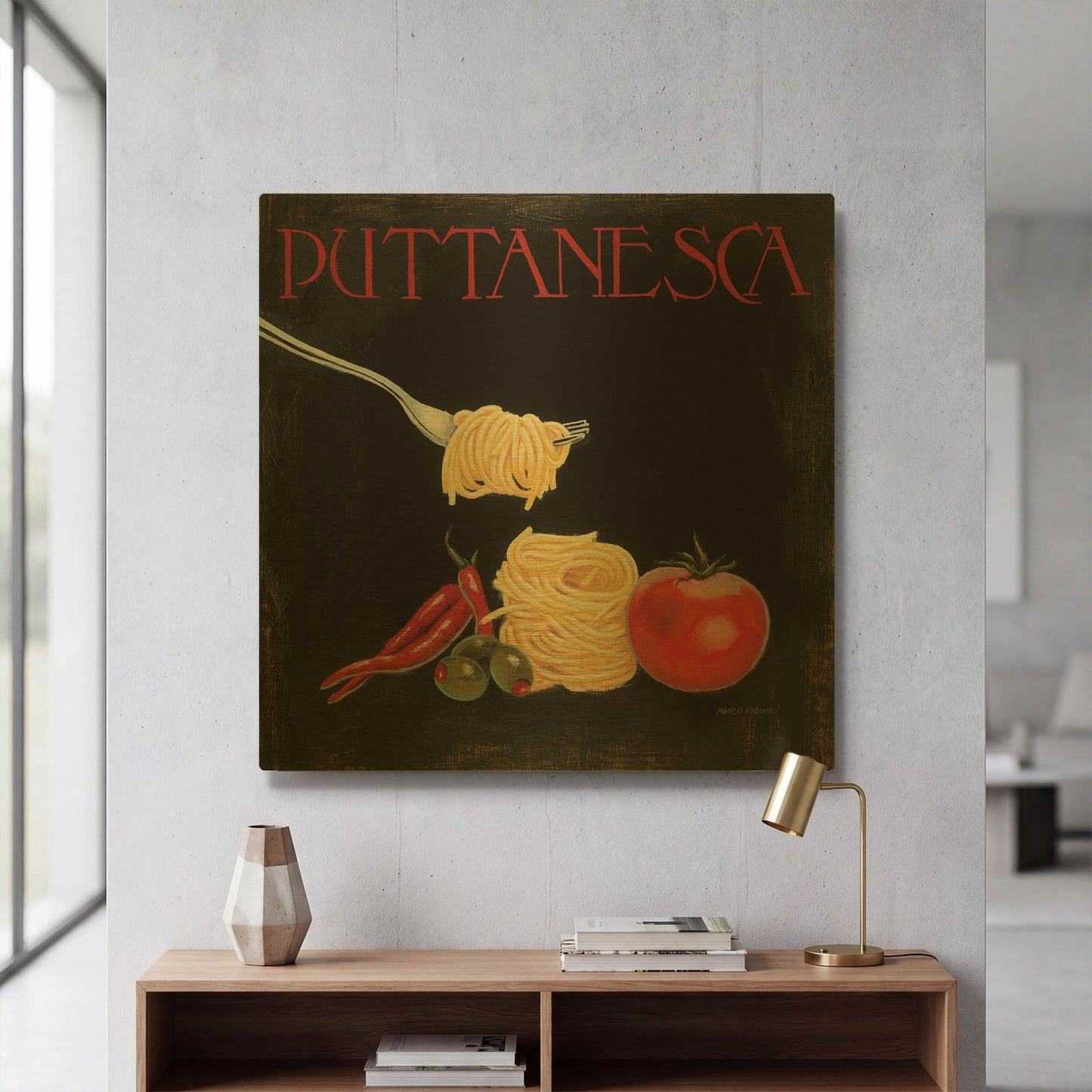 'Italian Cuisine I' By Marco Fabiano Gold Metal Wall Art