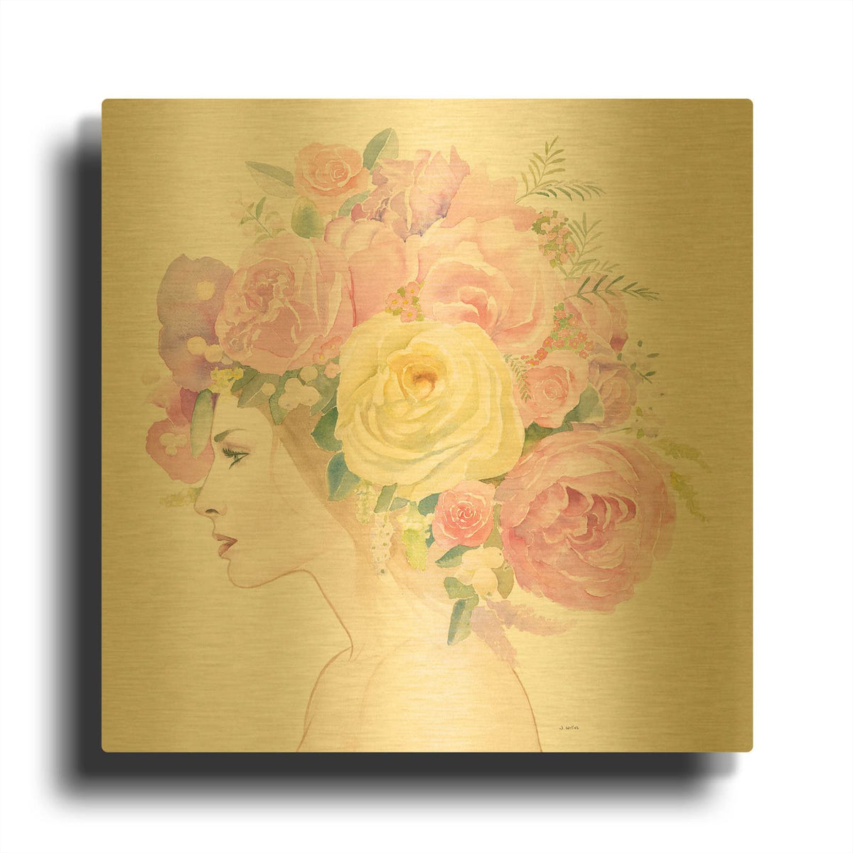 'Flowers in her Hair' By James Wiens Gold Metal Wall Art