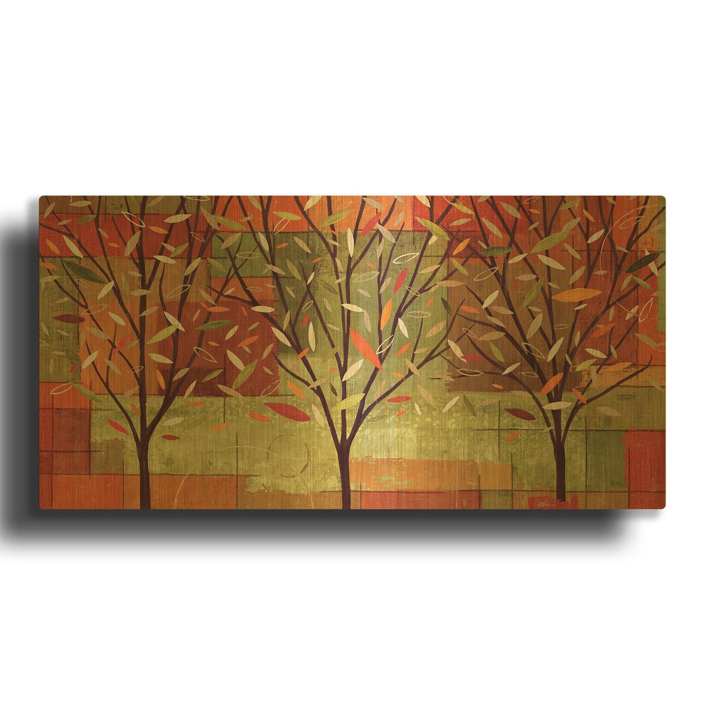 'Watercolor Forest II' By Veronique Charron Gold Metal Wall Art