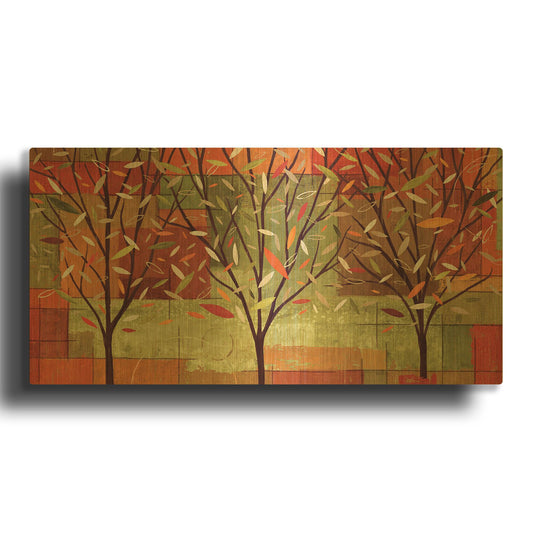 'Watercolor Forest II' By Veronique Charron Gold Metal Wall Art
