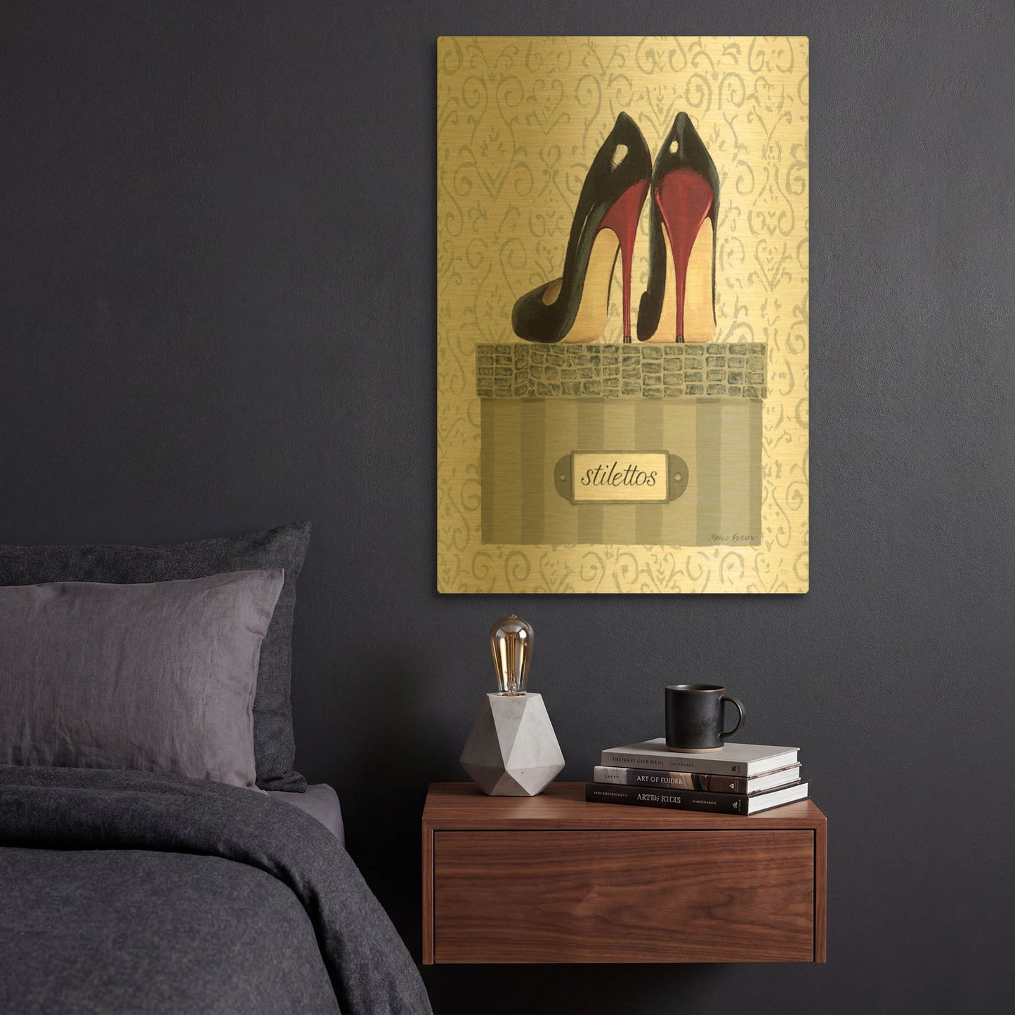 'Tres Chic IV' By Marco Fabiano Gold Metal Wall Art