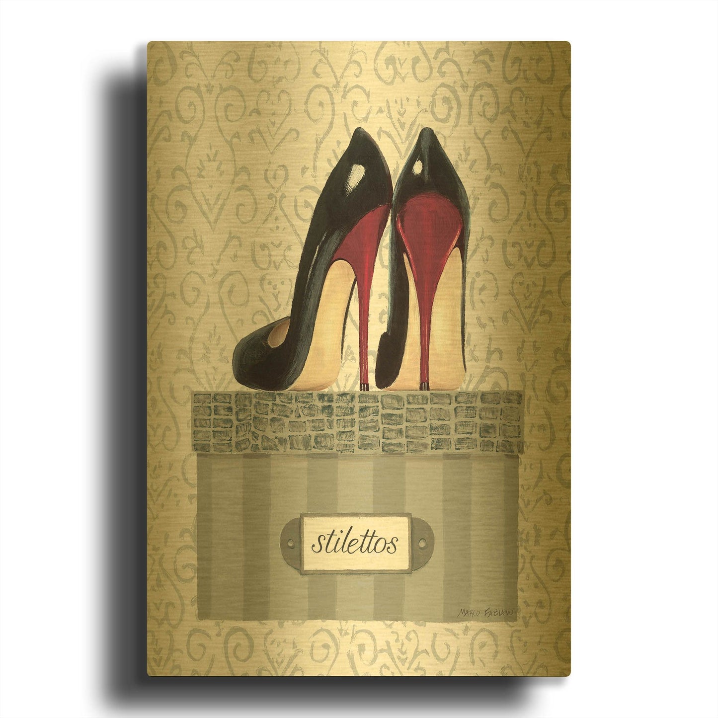'Tres Chic IV' By Marco Fabiano Gold Metal Wall Art