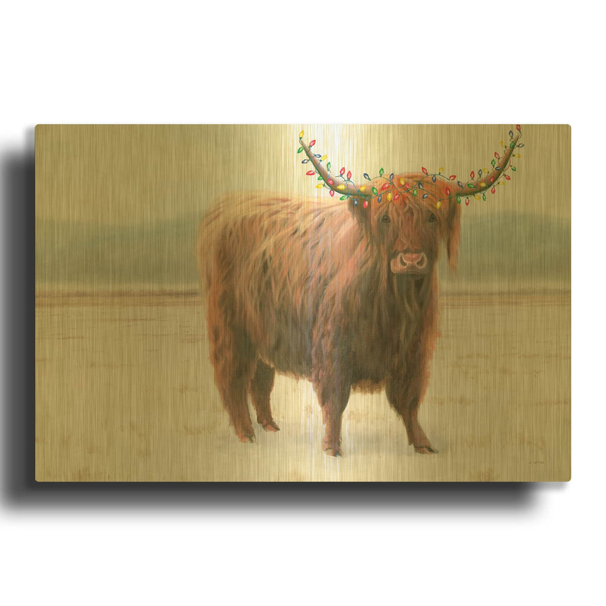 'King of the Highland Fields Lights' By James Wiens Gold Metal Wall Art