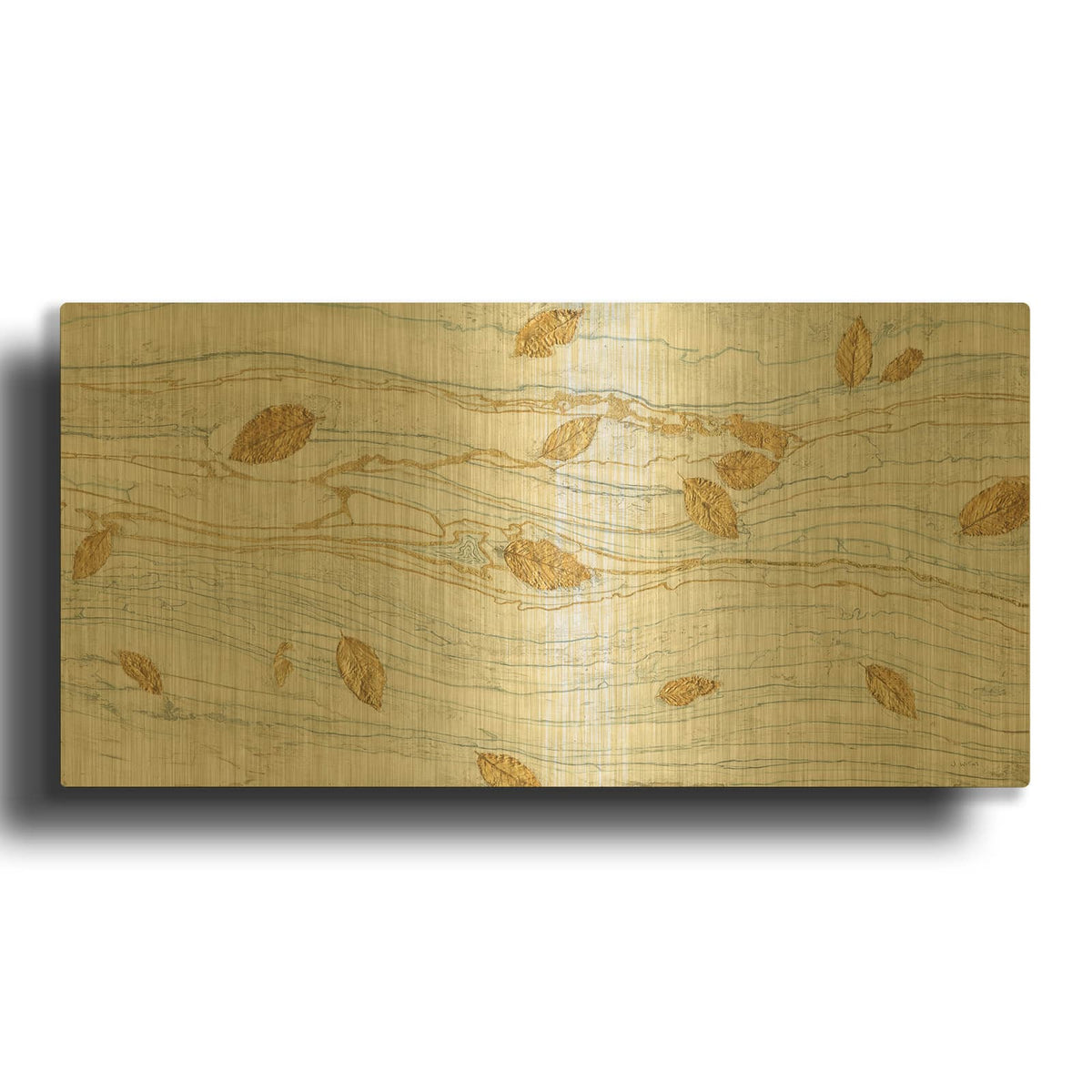 'Golden Fossil Leaves' By James Wiens Gold Metal Wall Art