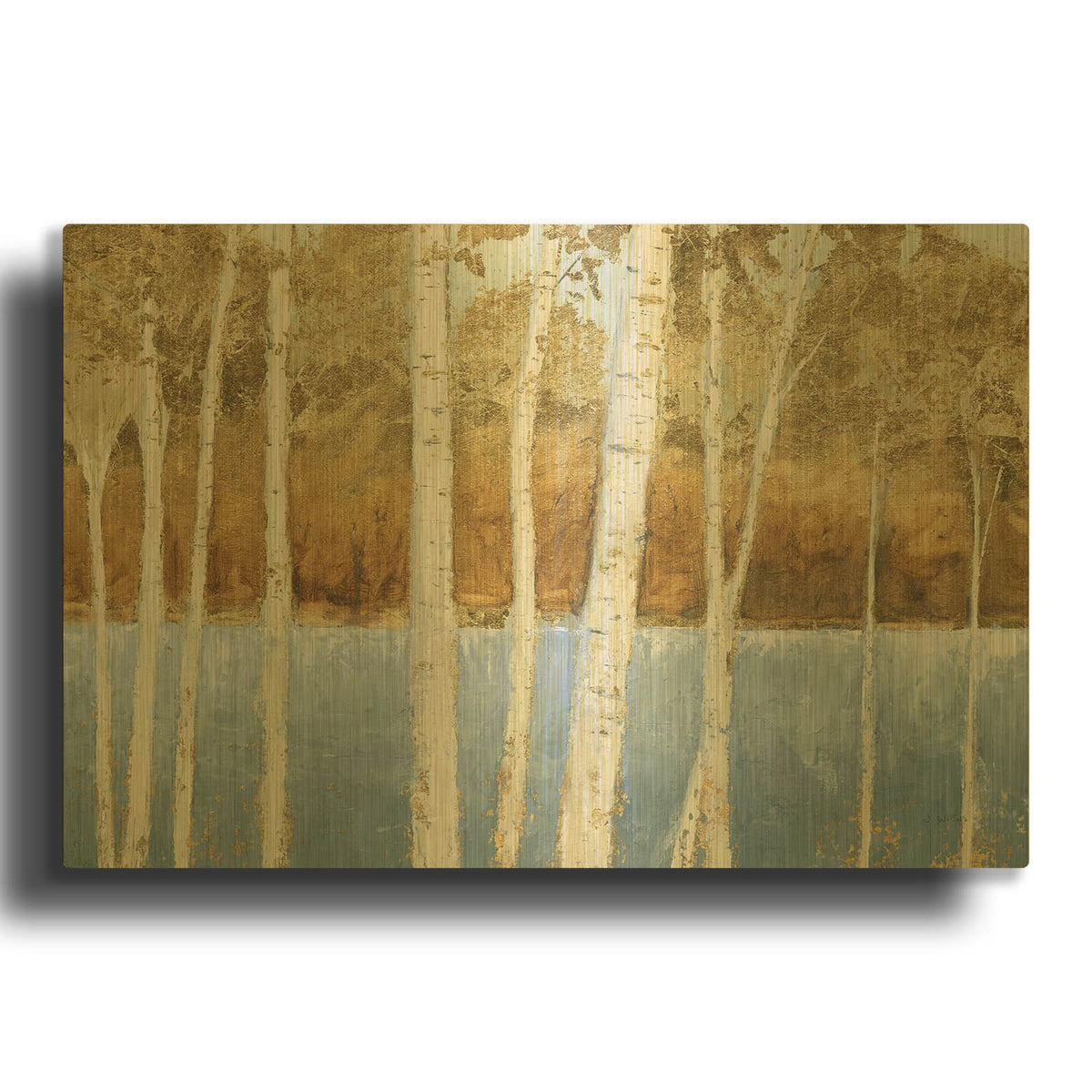 'Lakeside Birches' By James Wiens Gold Metal Wall Art