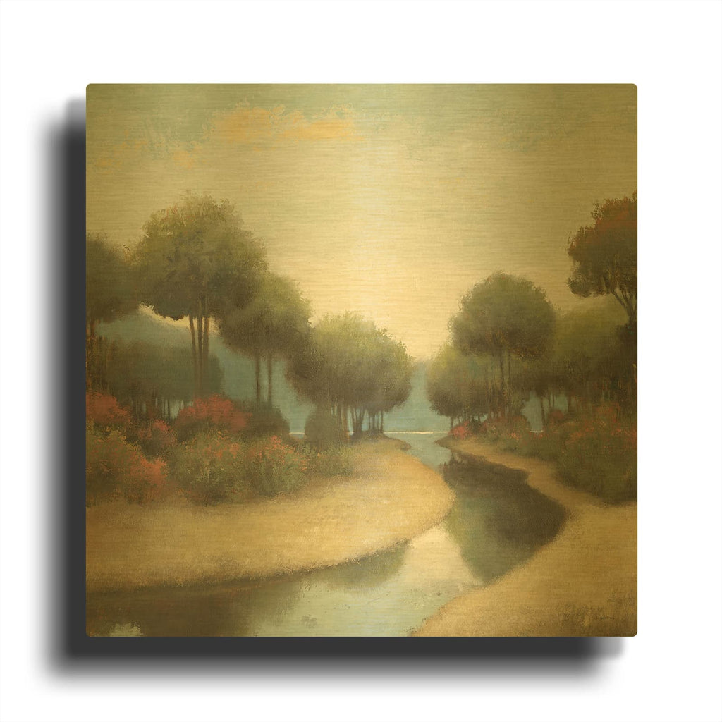 'By the Waterways I' By James Wiens Gold Metal Wall Art