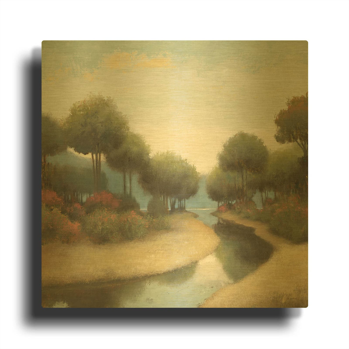 'By the Waterways I' By James Wiens Gold Metal Wall Art
