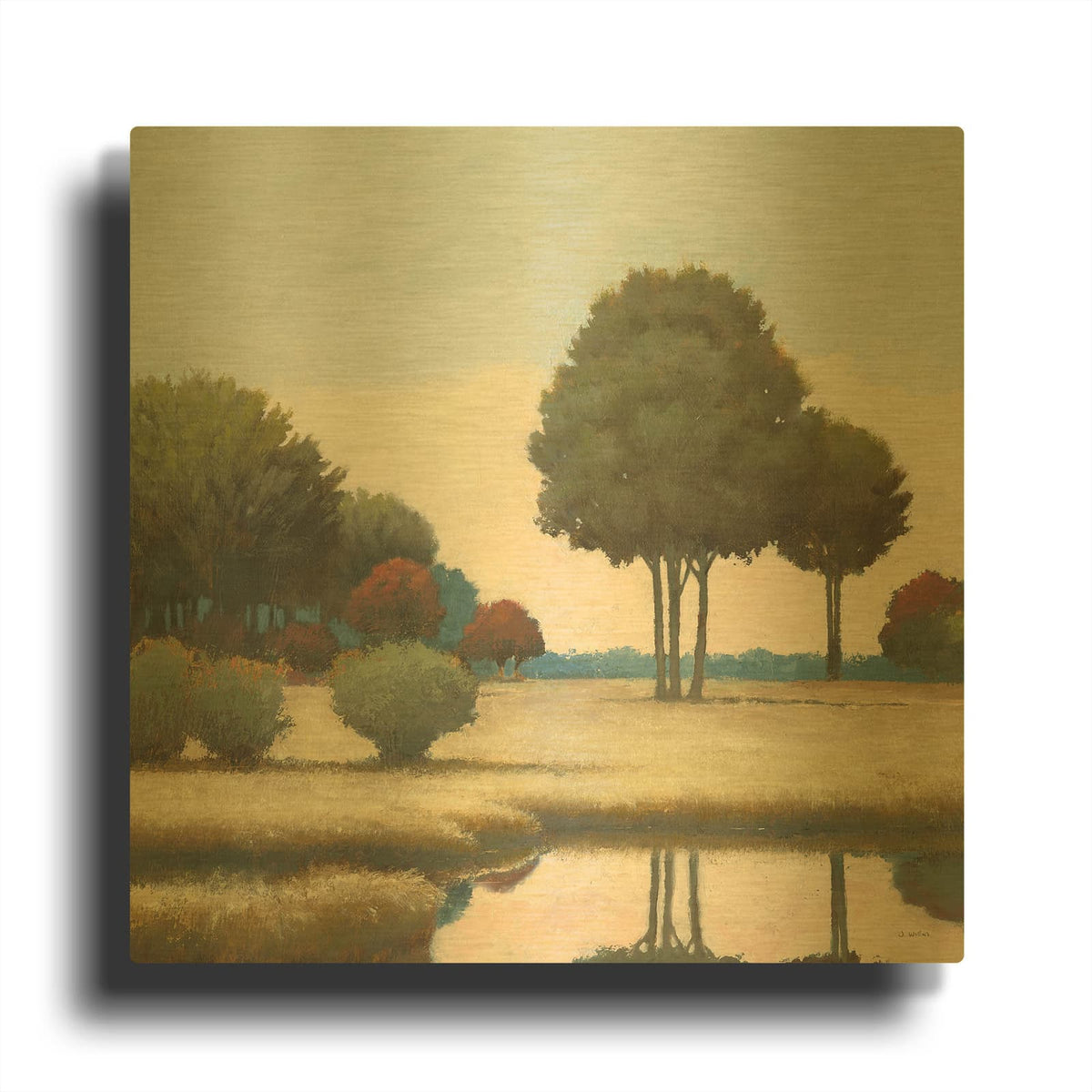 'By the Waterways II' By James Wiens Gold Metal Wall Art