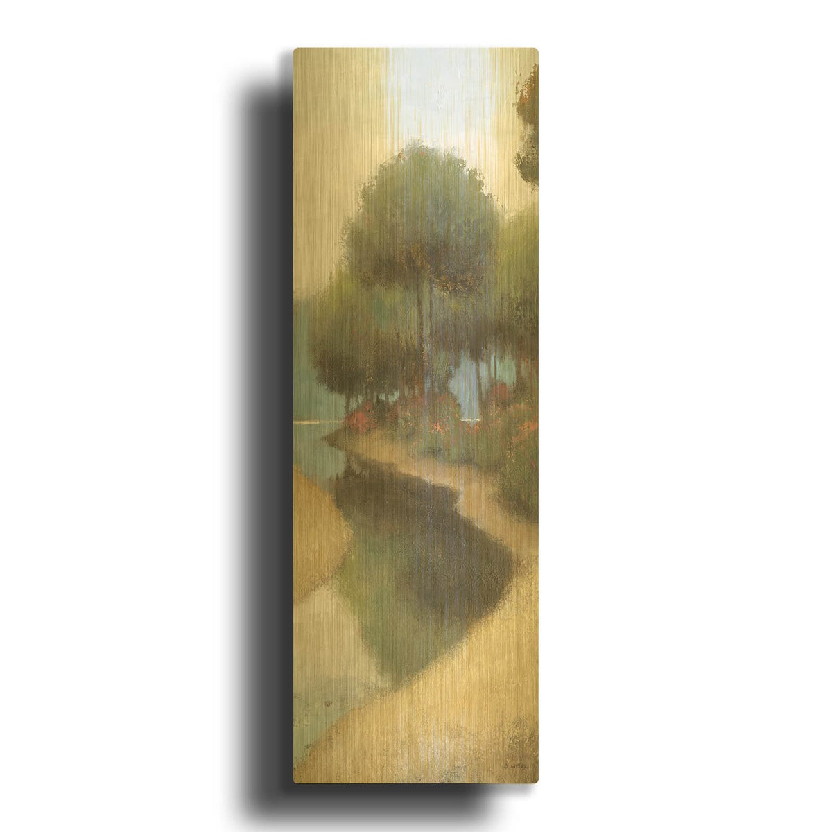 'By the Waterways Portrait II' By James Wiens Gold Metal Wall Art