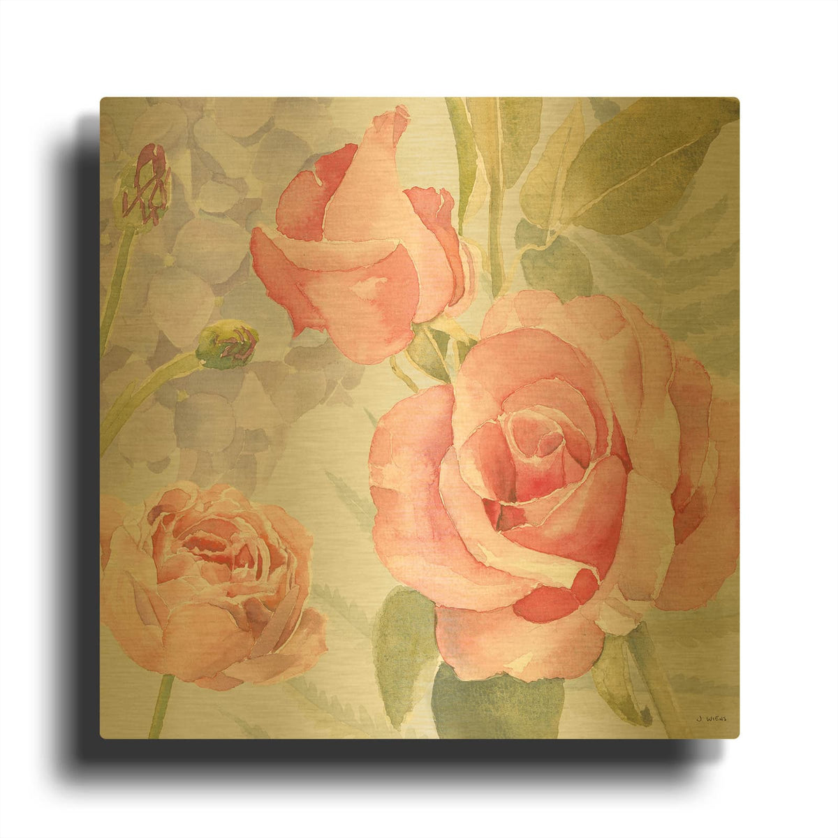 'Boho Bouquet III Blue' By James Wiens Gold Metal Wall Art