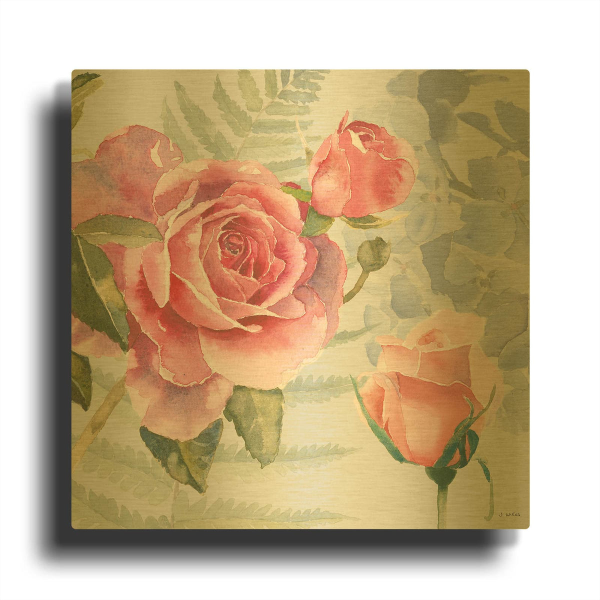 'Boho Bouquet V Blue' By James Wiens Gold Metal Wall Art