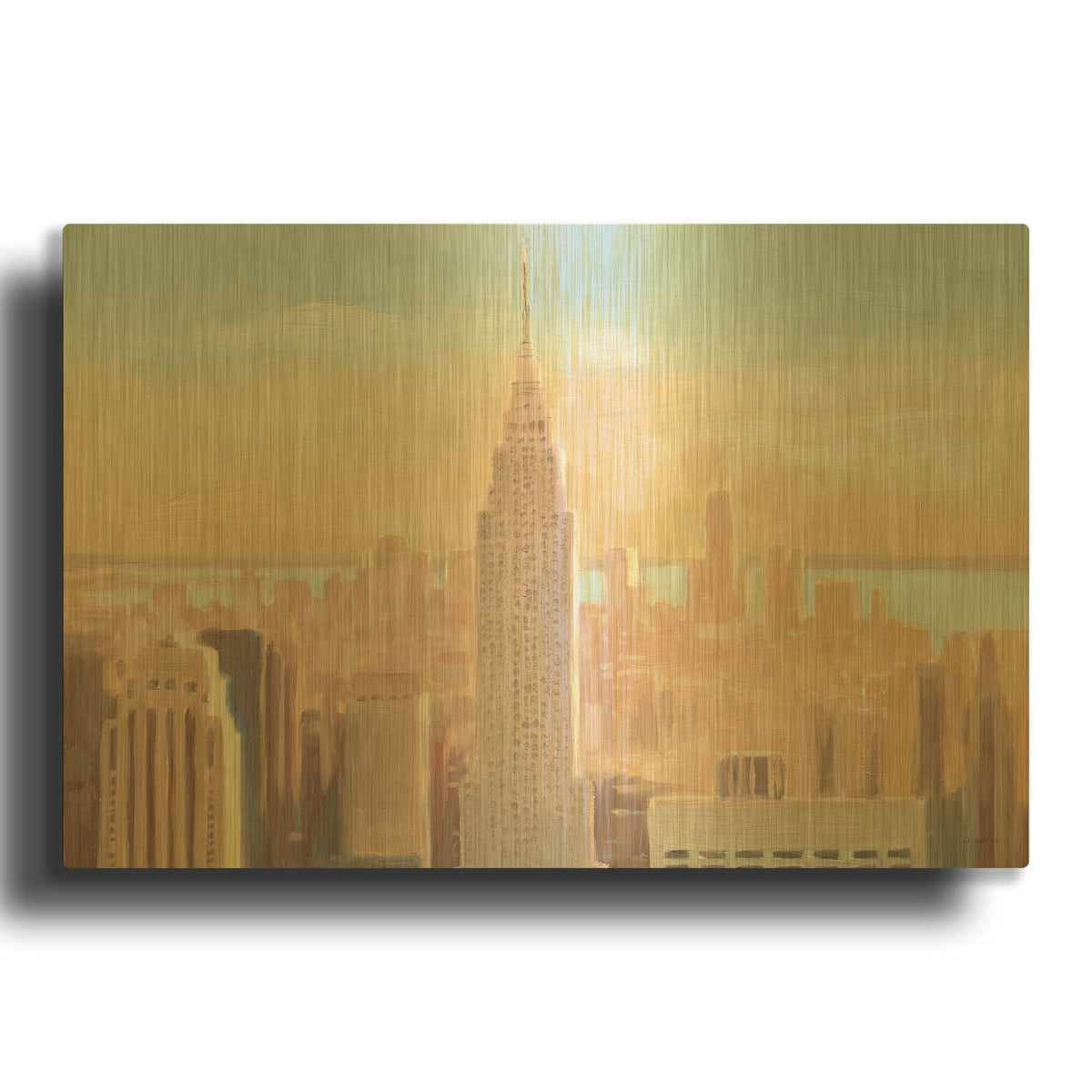 'Manhattan Dawn' By James Wiens Gold Metal Wall Art