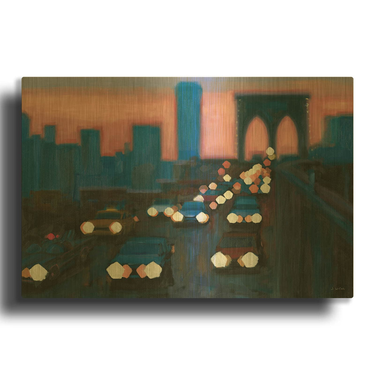 'Brooklyn Bridge Evening' By James Wiens Gold Metal Wall Art
