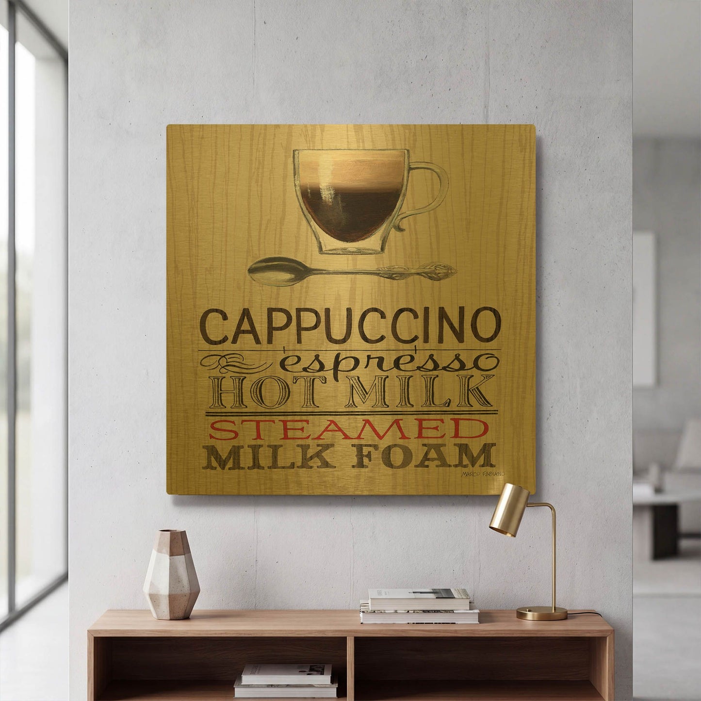 'Cappucino' By Marco Fabiano Gold Metal Wall Art