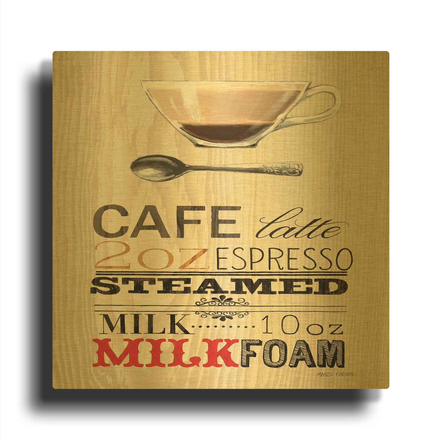 'Cafe Latte' By Marco Fabiano Gold Metal Wall Art