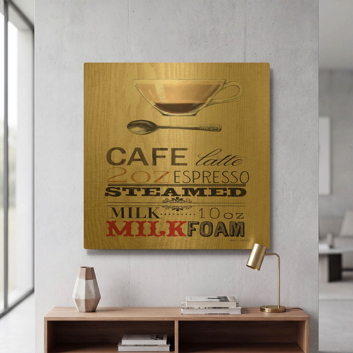 'Cafe Latte' By Marco Fabiano Gold Metal Wall Art