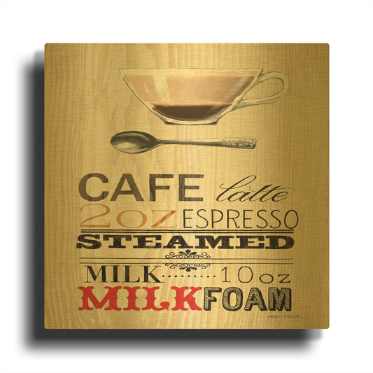 'Cafe Latte' By Marco Fabiano Gold Metal Wall Art
