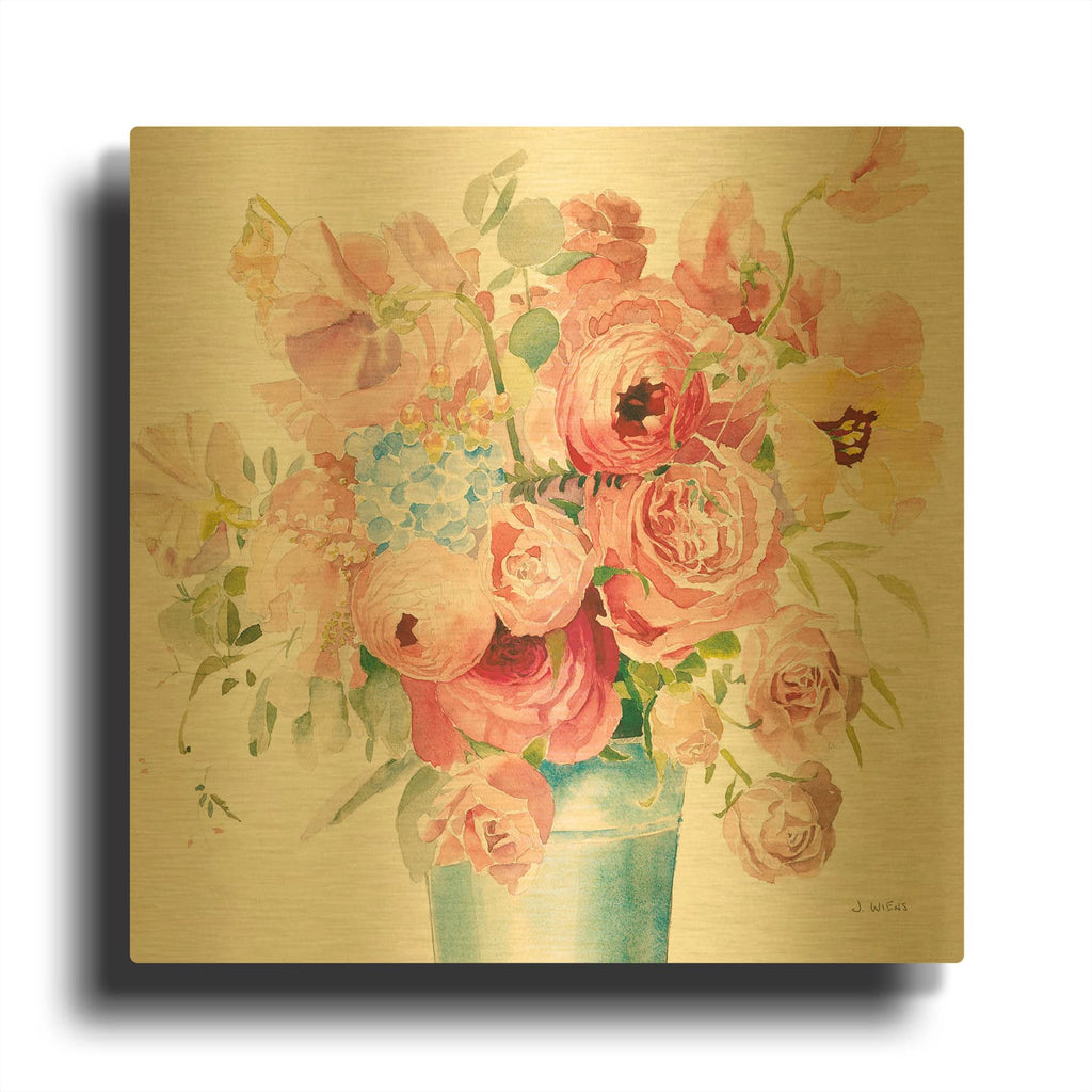 'Boho Bouquet VII' By James Wiens Gold Metal Wall Art