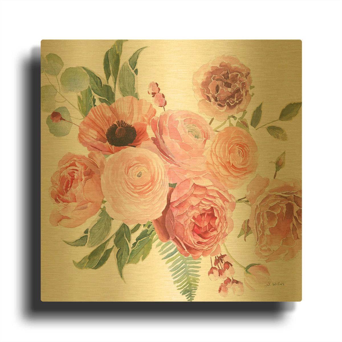 'Boho Bouquet VIII' By James Wiens Gold Metal Wall Art