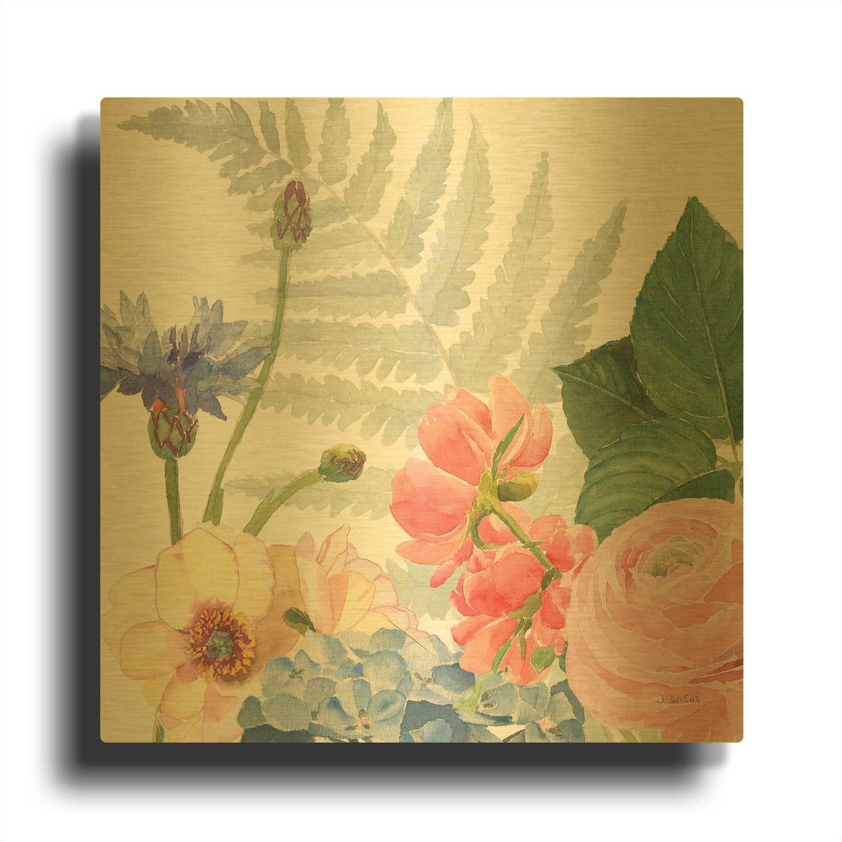 'Boho Bouquet IX' By James Wiens Gold Metal Wall Art