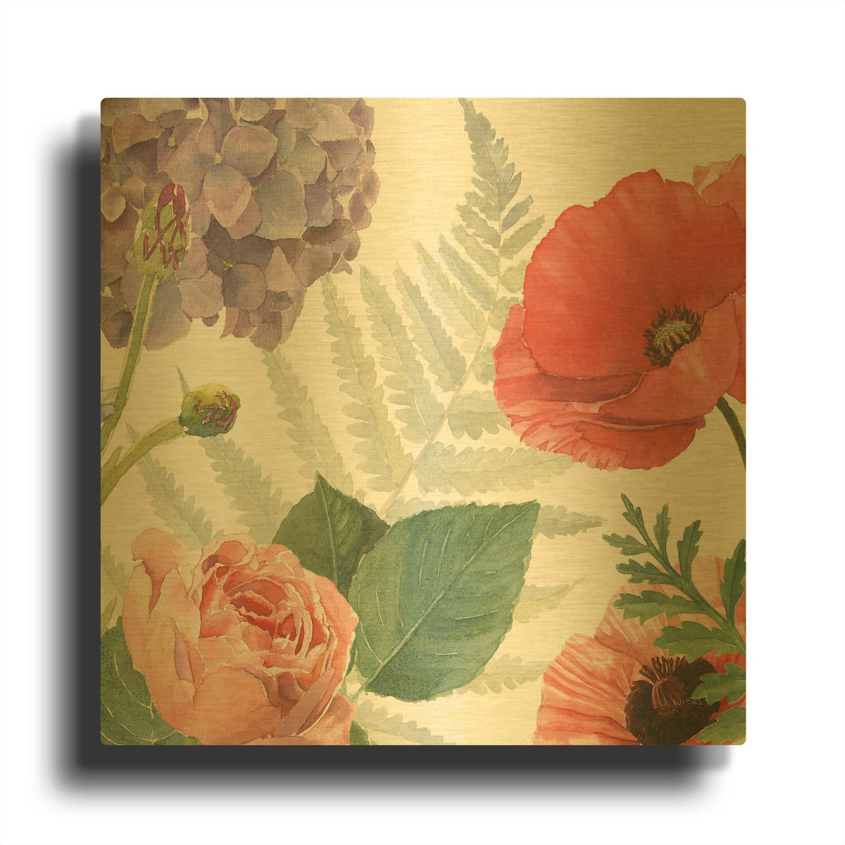 'Boho Bouquet XI' By James Wiens Gold Metal Wall Art