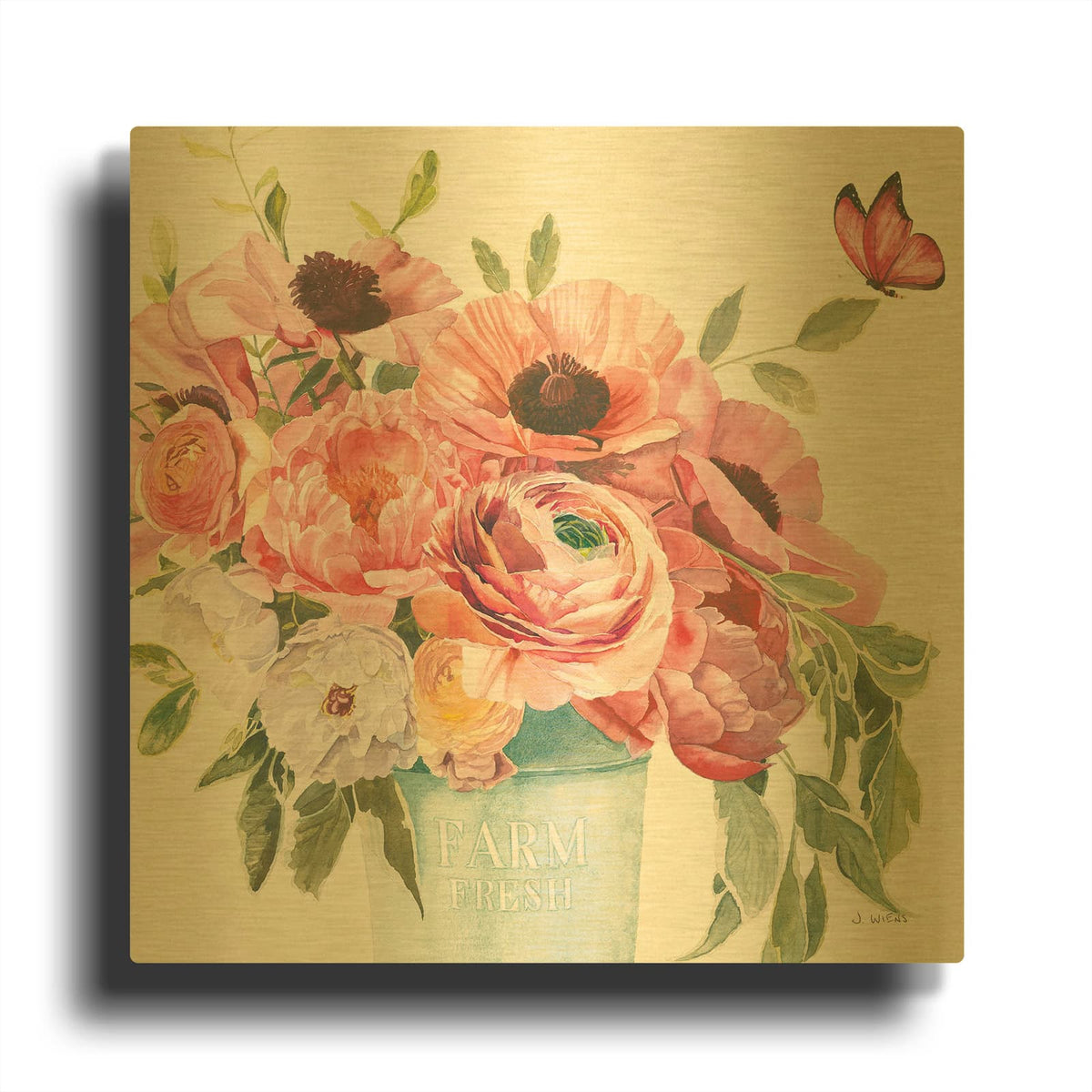 'Boho Bouquet XIII' By James Wiens Gold Metal Wall Art