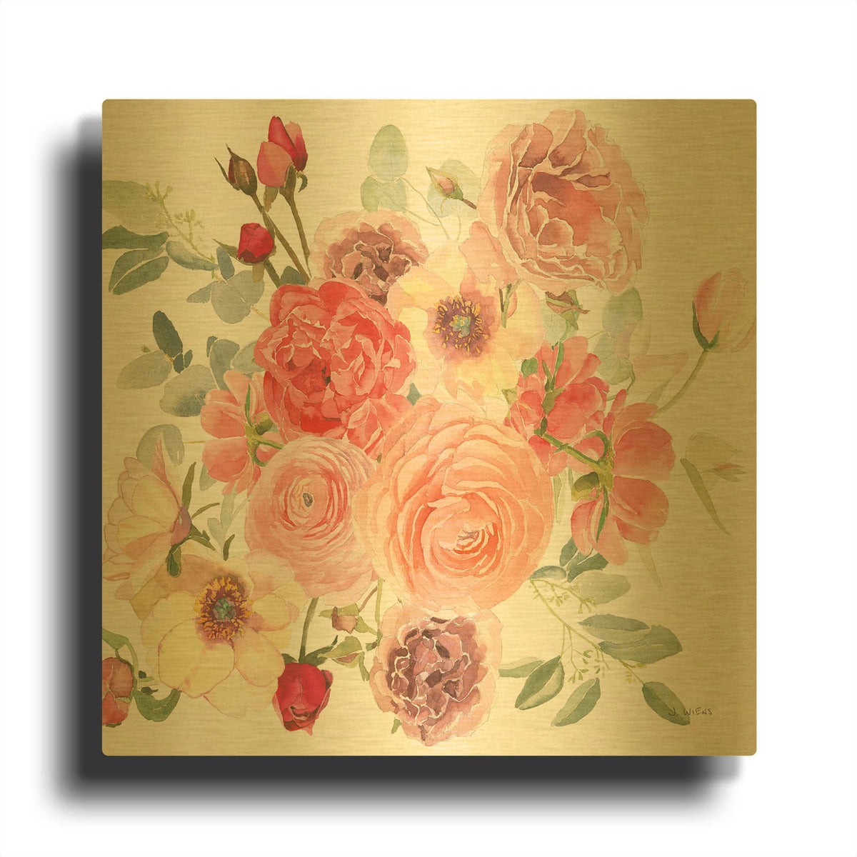 'Boho Bouquet XIV' By James Wiens Gold Metal Wall Art