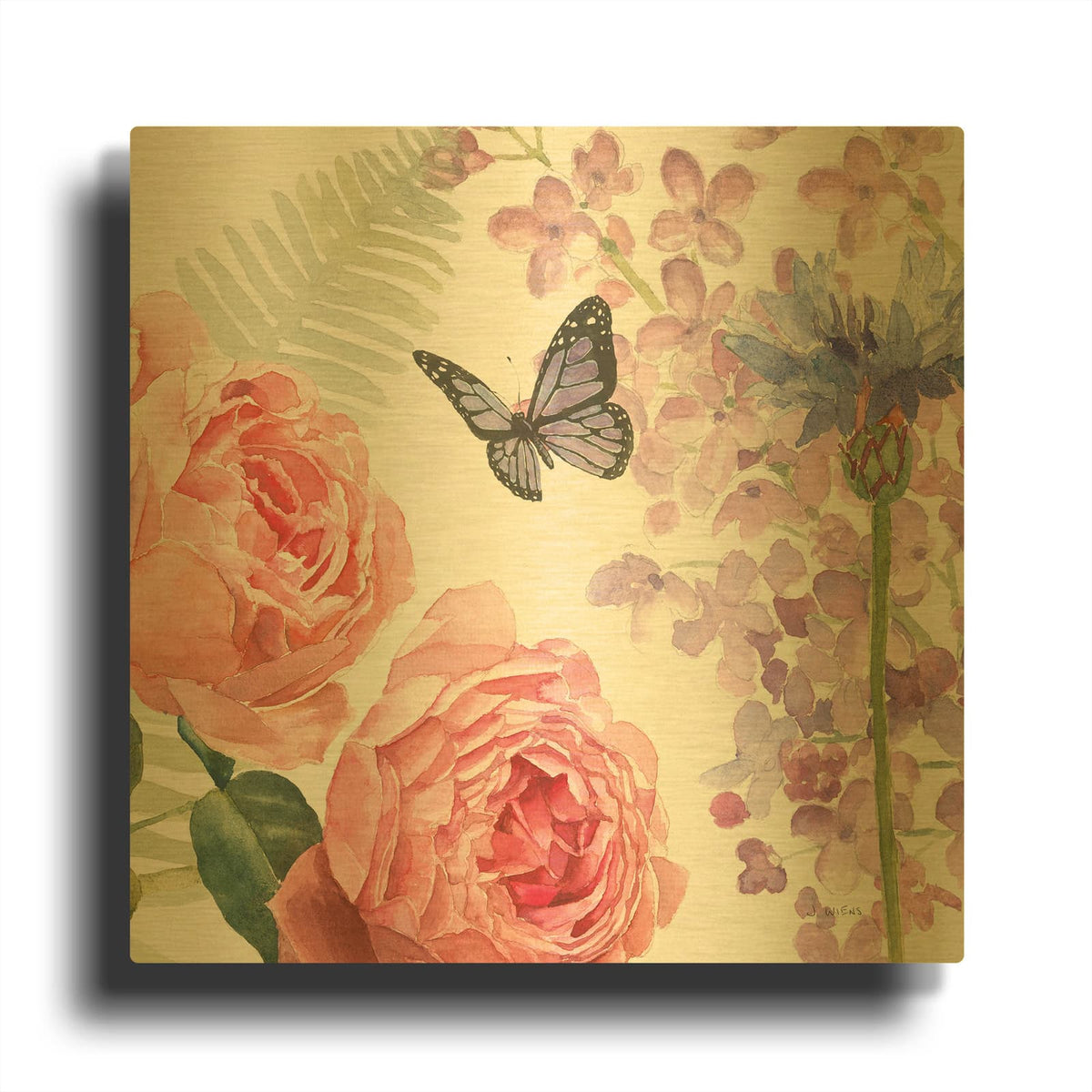 'Boho Bouquet XV' By James Wiens Gold Metal Wall Art