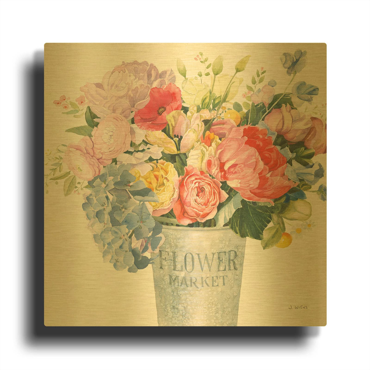 'Boho Bouquet XVII' By James Wiens Gold Metal Wall Art
