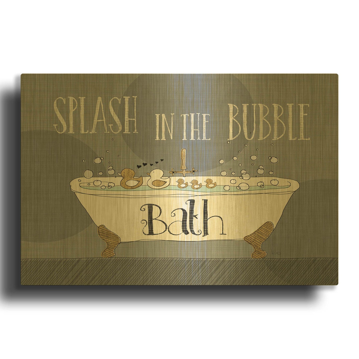 'Squeaky Clean II' By Veronique Charron Gold Metal Wall Art