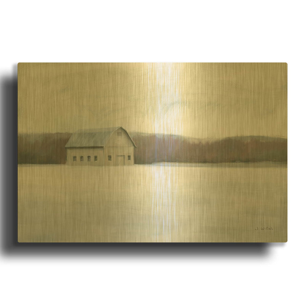 'Winter Barn' By James Wiens Gold Metal Wall Art