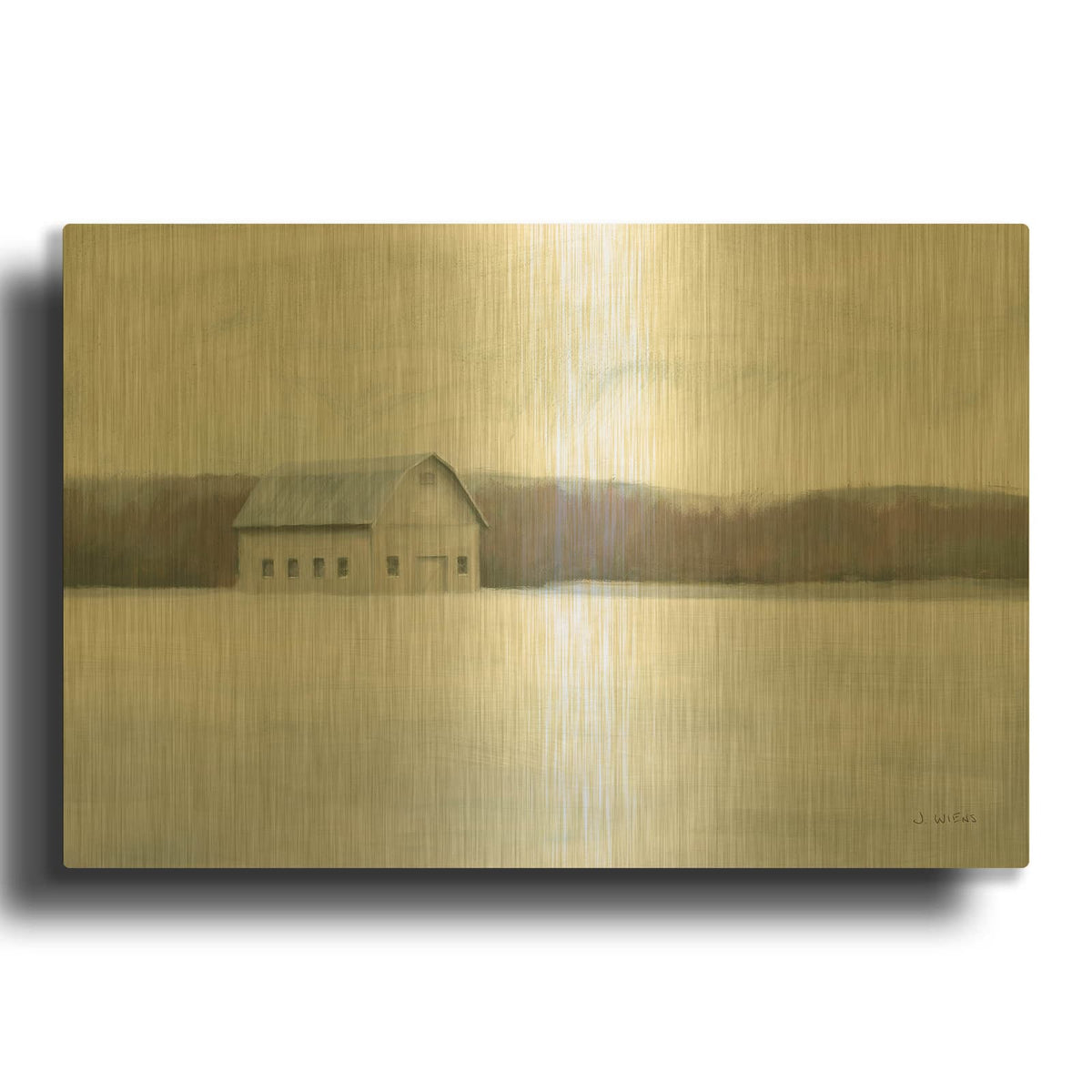 'Winter Barn' By James Wiens Gold Metal Wall Art