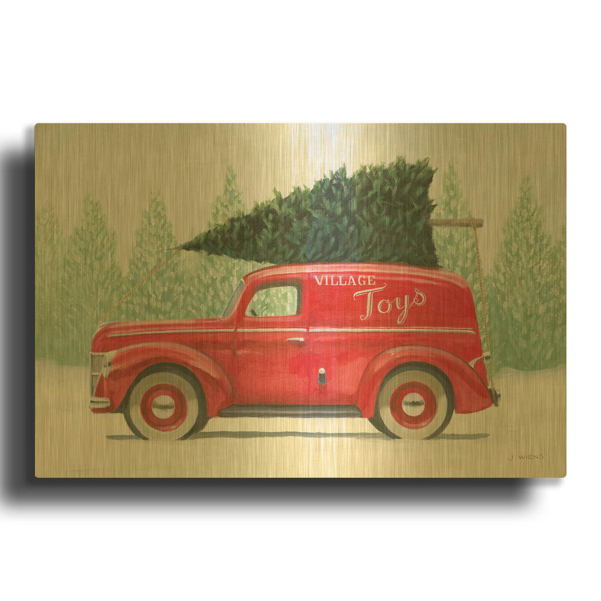 'Christmas Farm II' By James Wiens Gold Metal Wall Art