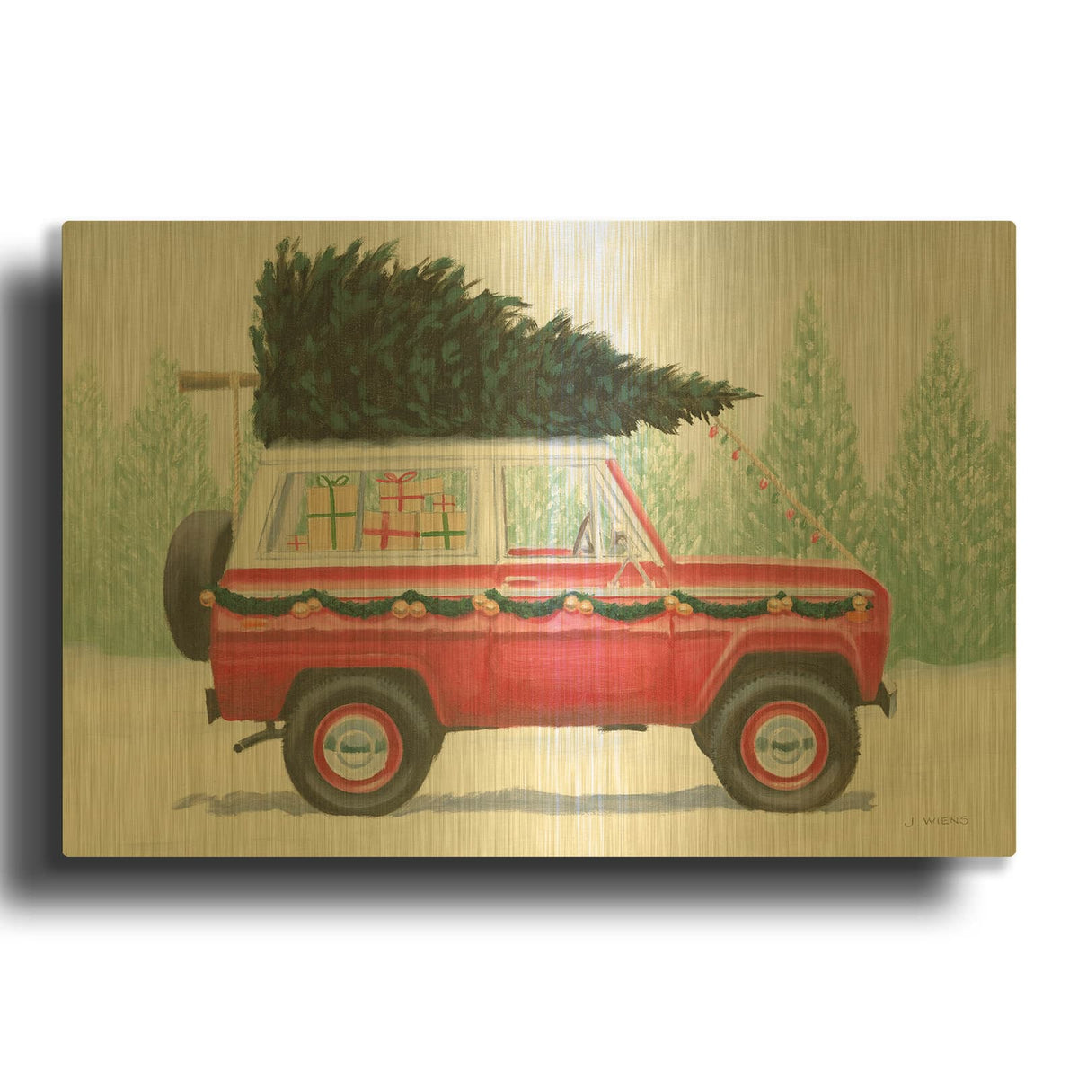 'Christmas Farm III' By James Wiens Gold Metal Wall Art