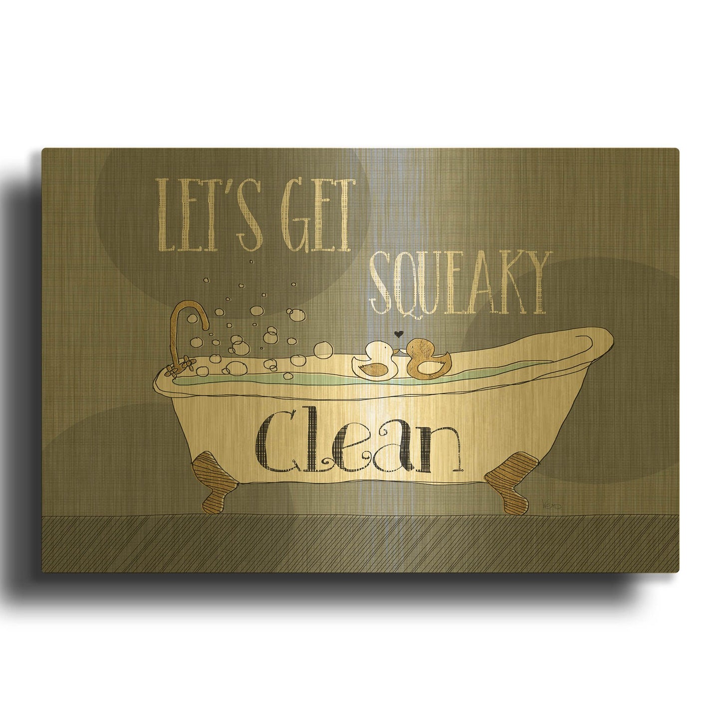 'Squeaky Clean I' By Veronique Charron Gold Metal Wall Art