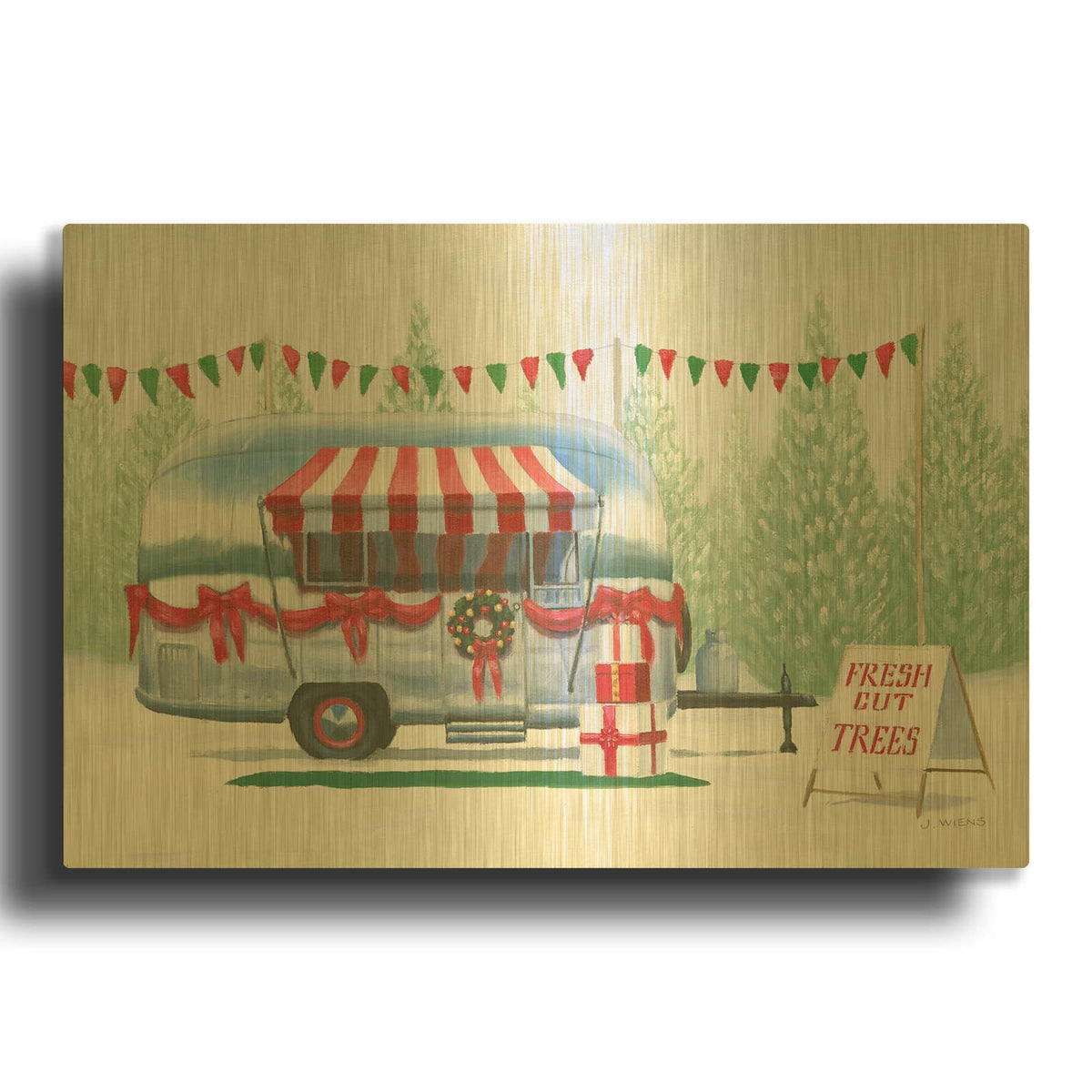'Christmas Farm IV' By James Wiens Gold Metal Wall Art