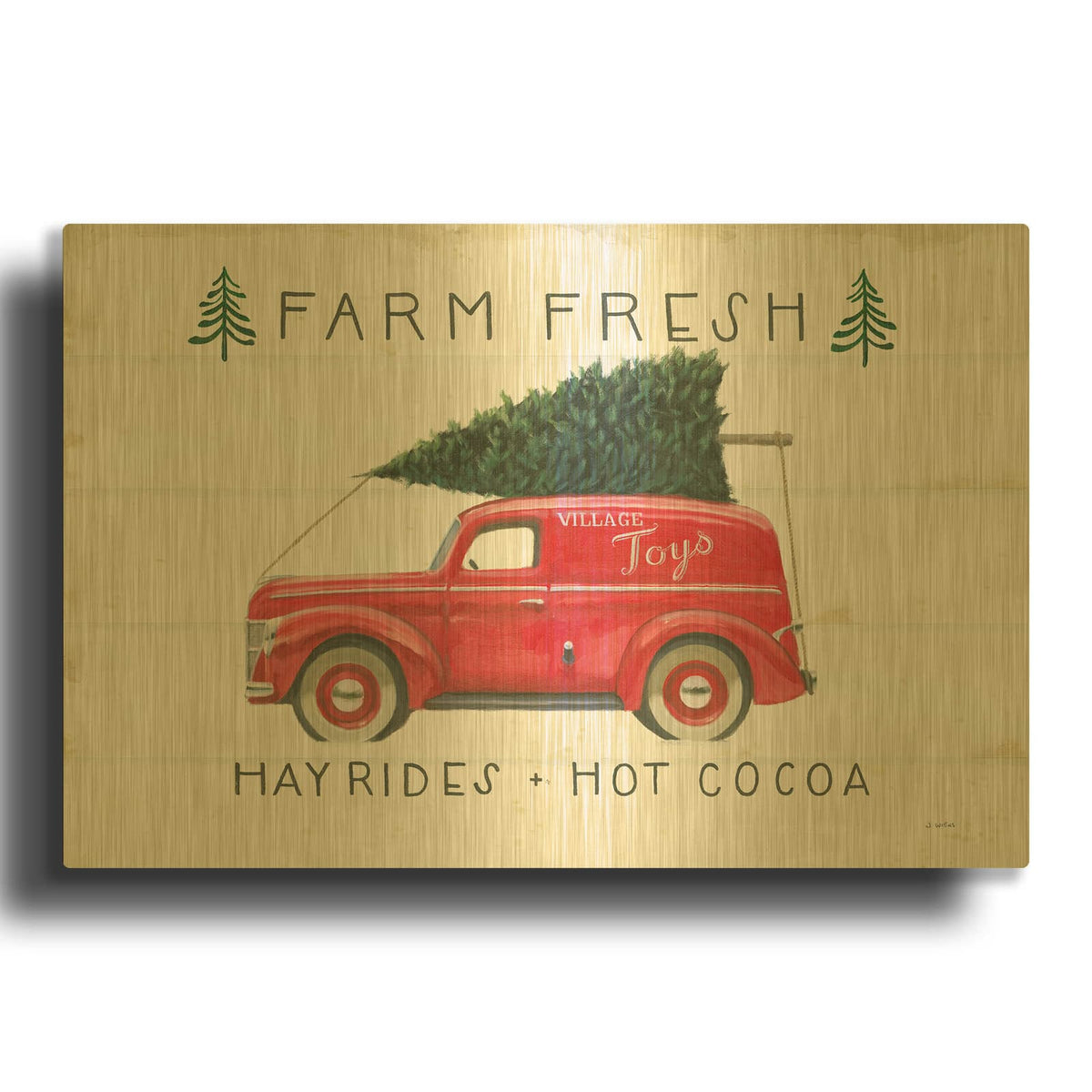 'Christmas Farm VI' By James Wiens Gold Metal Wall Art
