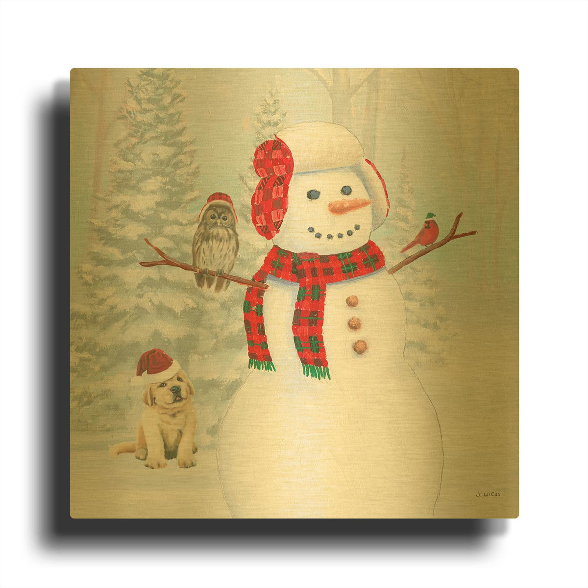 'Dressed for Christmas II Crop' By James Wiens Gold Metal Wall Art