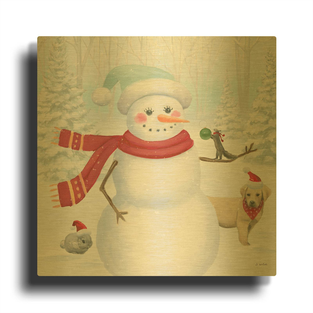 'Dressed for Christmas III Crop' By James Wiens Gold Metal Wall Art