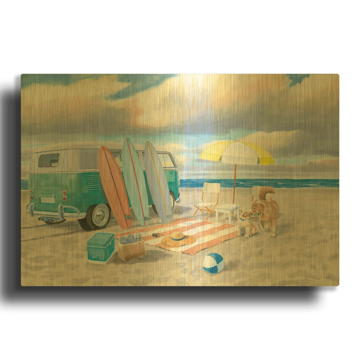 'Beach Ride II' By James Wiens Gold Metal Wall Art