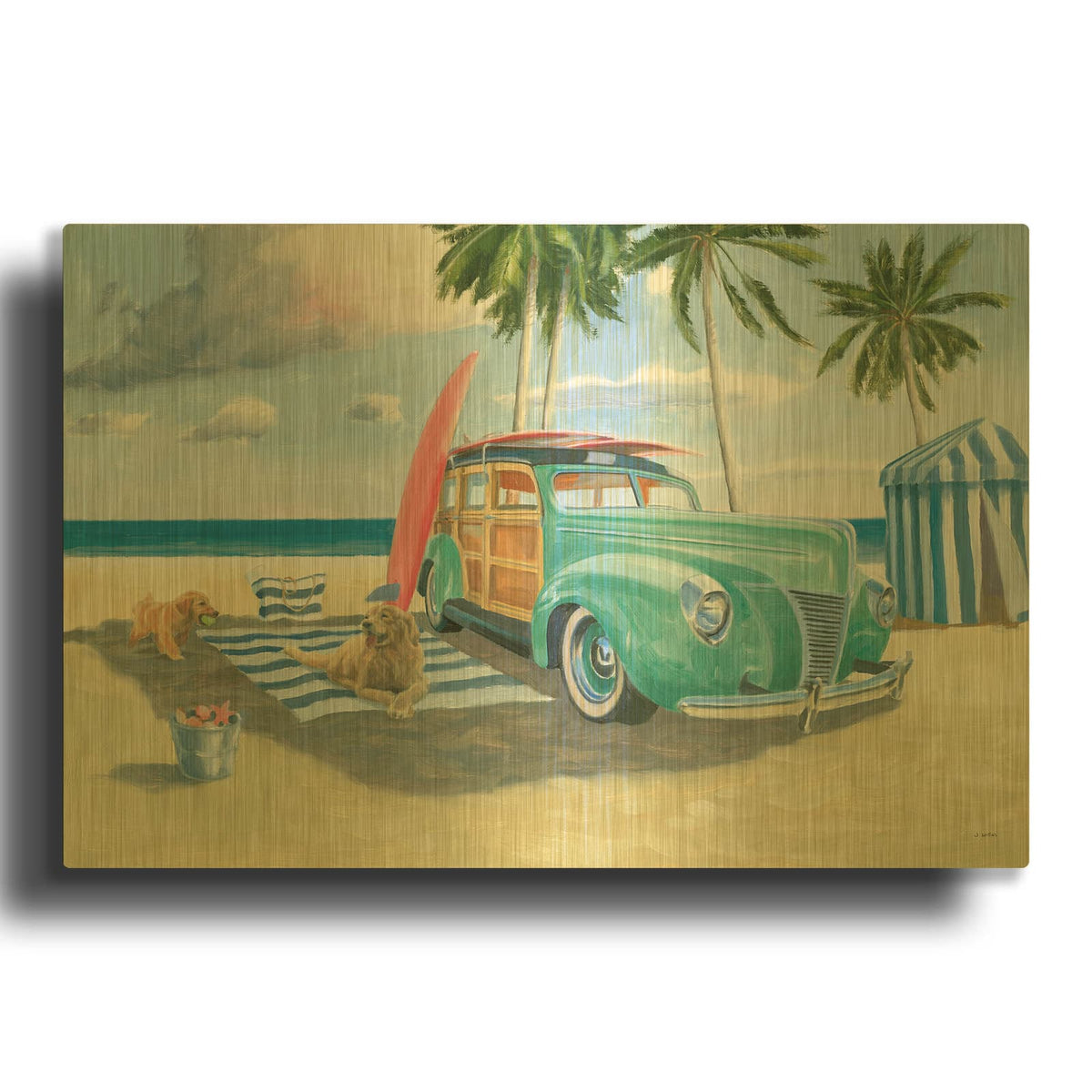 'Beach Ride III' By James Wiens Gold Metal Wall Art