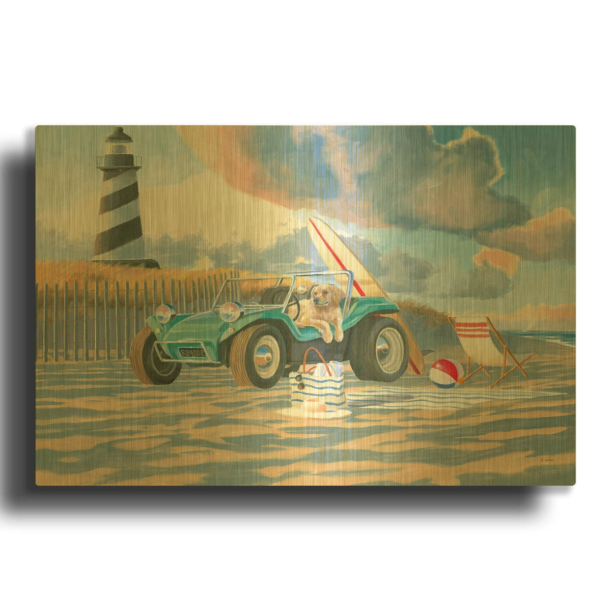 'Beach Ride IV' By James Wiens Gold Metal Wall Art