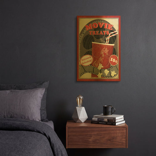 'At the Movies II' By Veronique Charron Gold Metal Wall Art