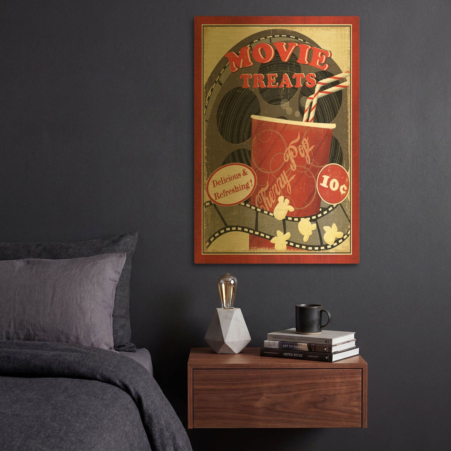 'At the Movies II' By Veronique Charron Gold Metal Wall Art
