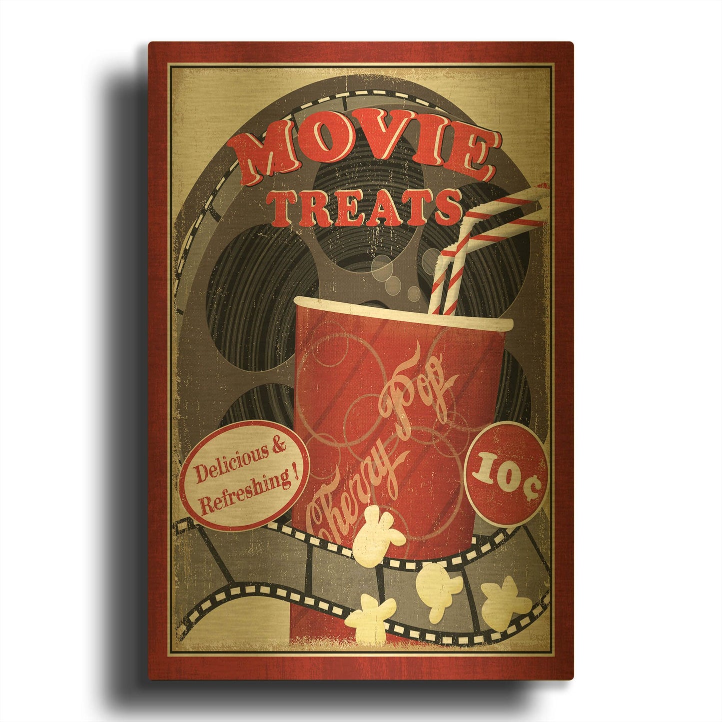 'At the Movies II' By Veronique Charron Gold Metal Wall Art