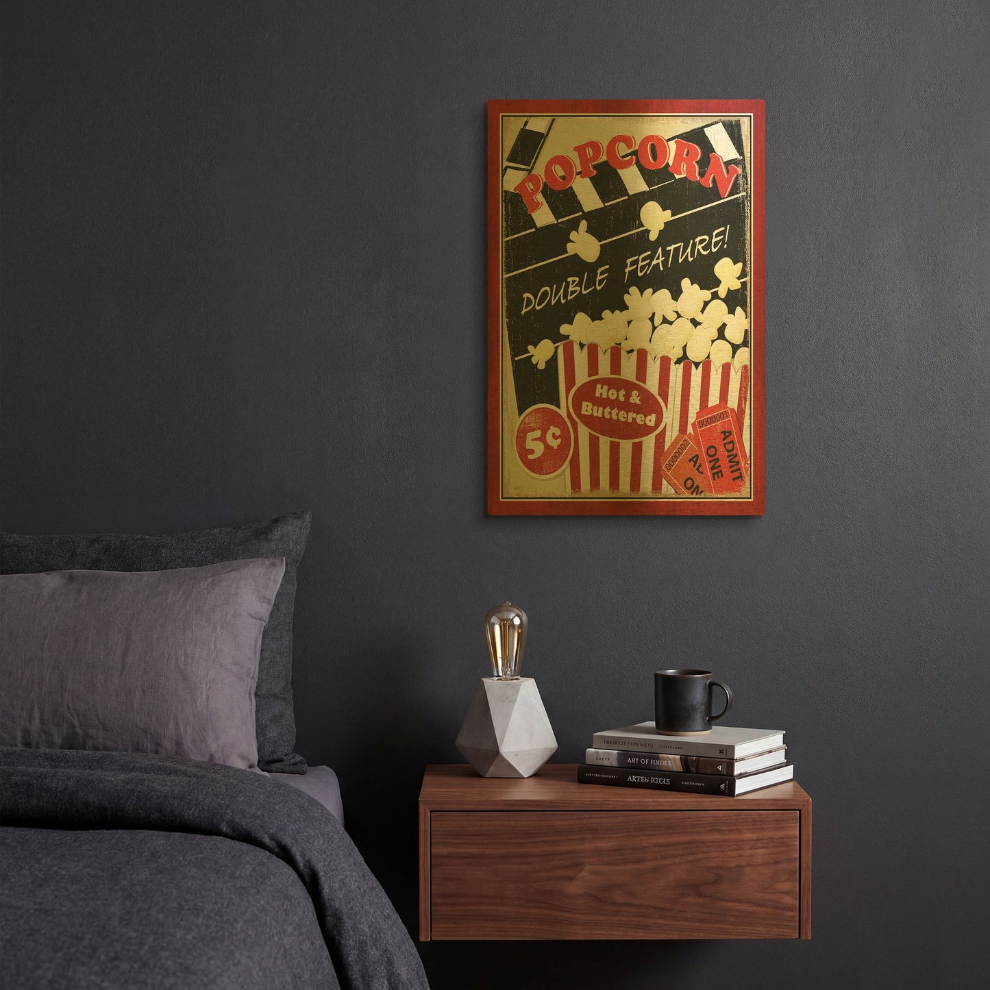 'At the Movies I' By Veronique Charron Gold Metal Wall Art