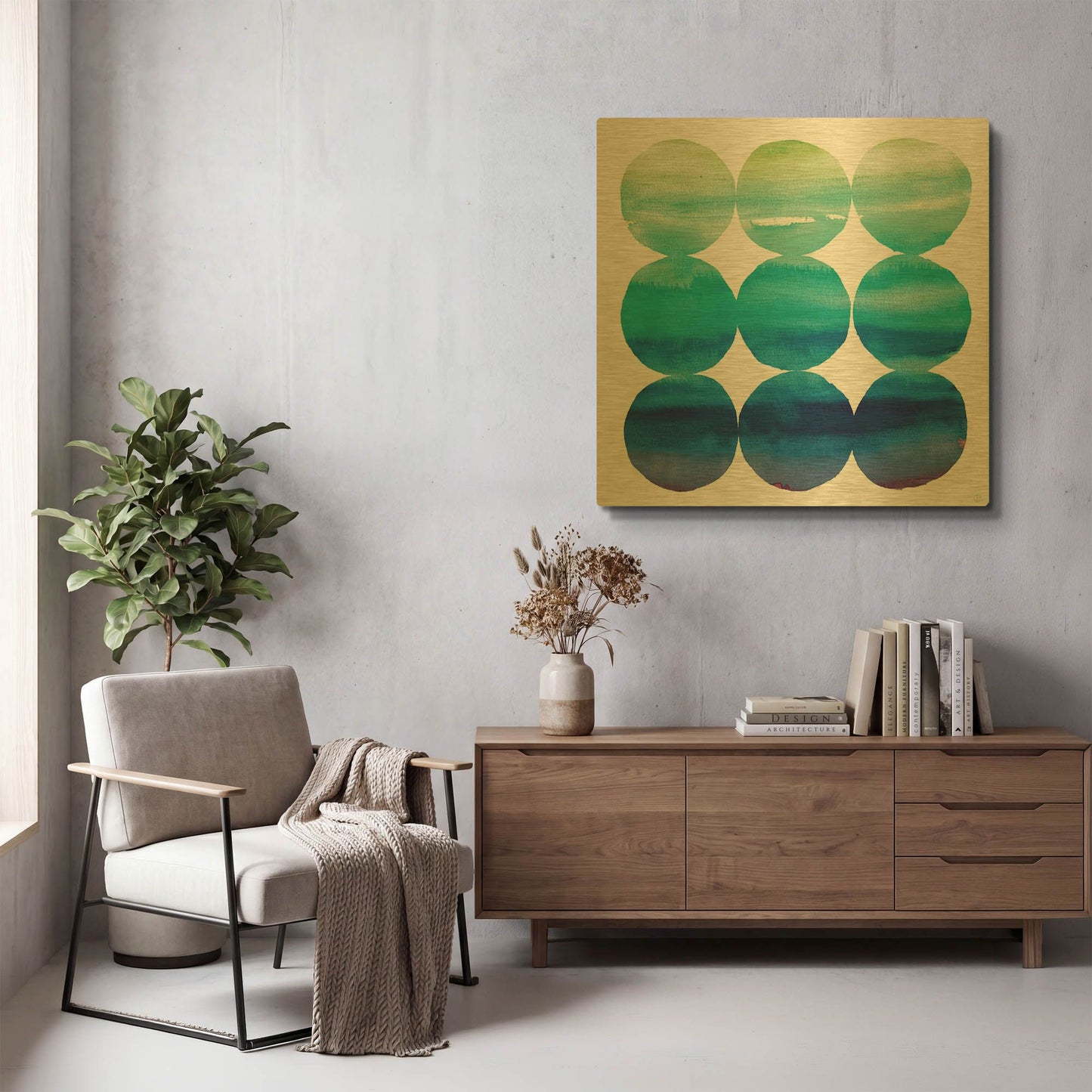 'Summer Dots III' By Elyse DeNeige Gold Metal Wall Art