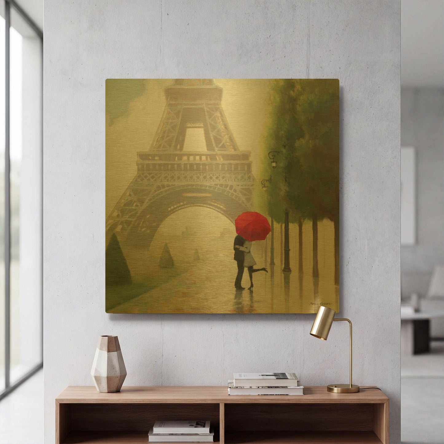 'Paris Romance II' By Marco Fabiano Gold Metal Wall Art