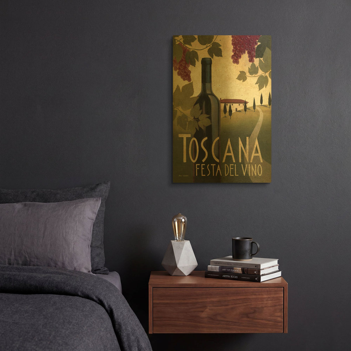 'Wine Festival I' By Marco Fabiano Gold Metal Wall Art