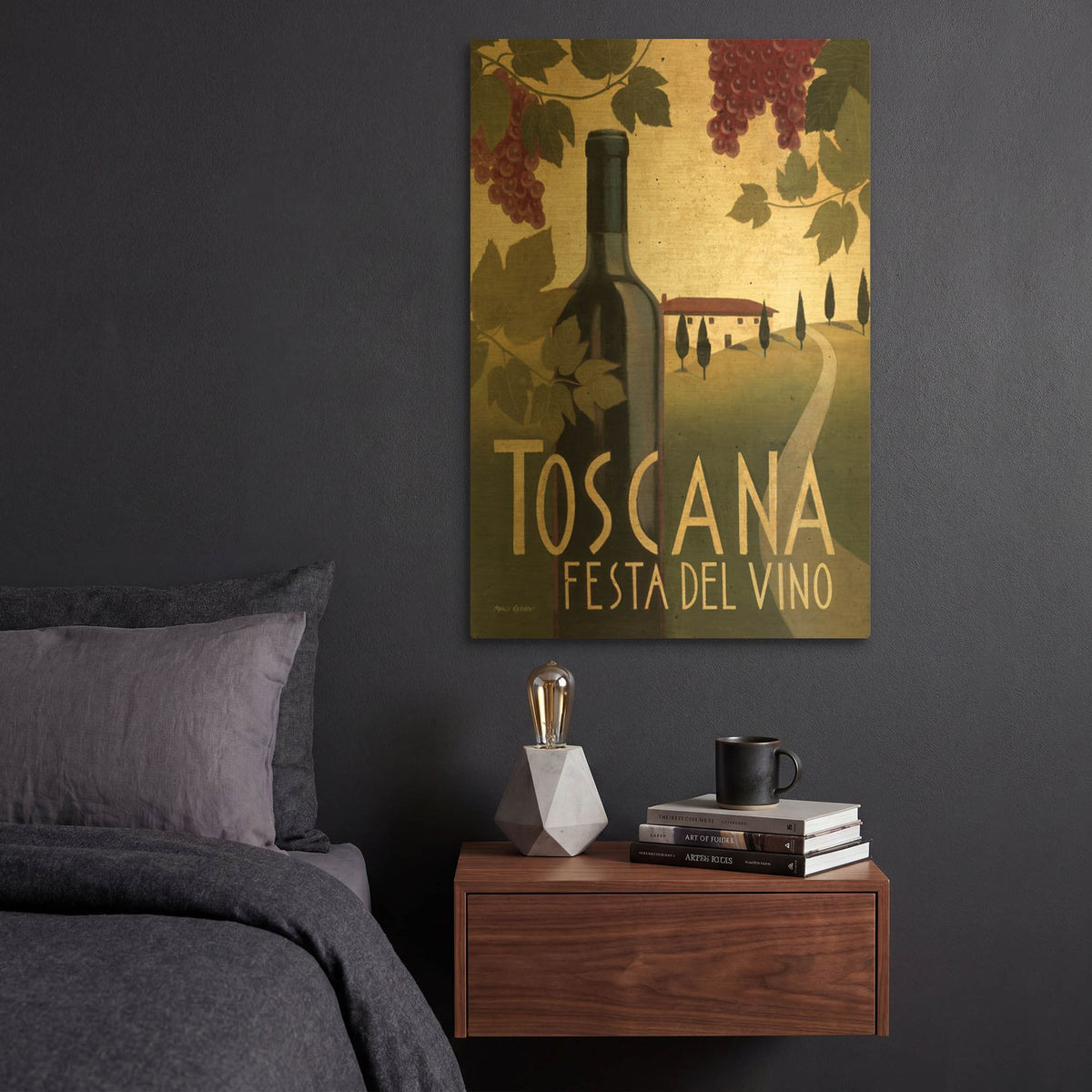 'Wine Festival I' By Marco Fabiano Gold Metal Wall Art